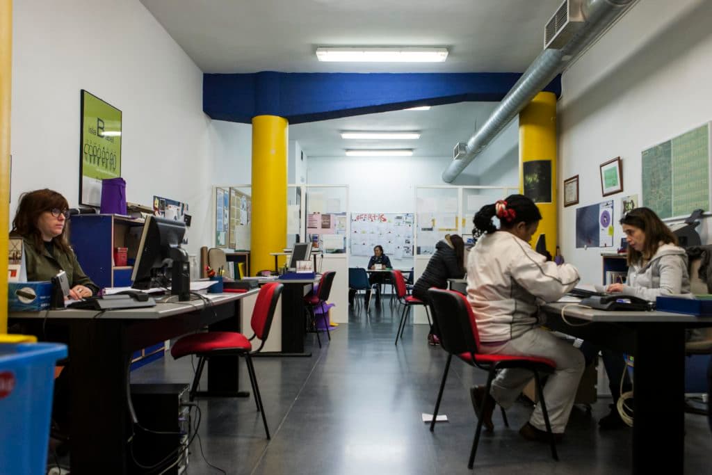 Modern workspace with laptop and coffee